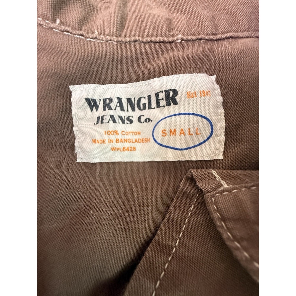 Wrangler Jeans Co Western Shirt Small Brown Snap Front Cowboy Ranch Workwear - Picture 4 of 11